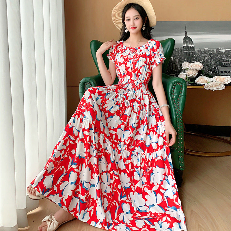 Prairie Dream Dress: Tiered Cotton Maxi - Cold Shoulder & Smocked Waist