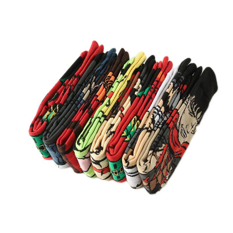 New Male Clown Medium Tube Cartoon Men's Socks Female Animation Socks Personalized Trend Skateboard Socks-5PRS