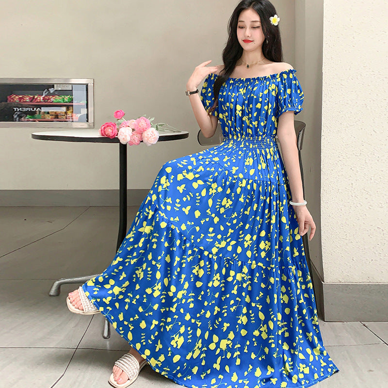Prairie Dream Dress: Tiered Cotton Maxi - Cold Shoulder & Smocked Waist
