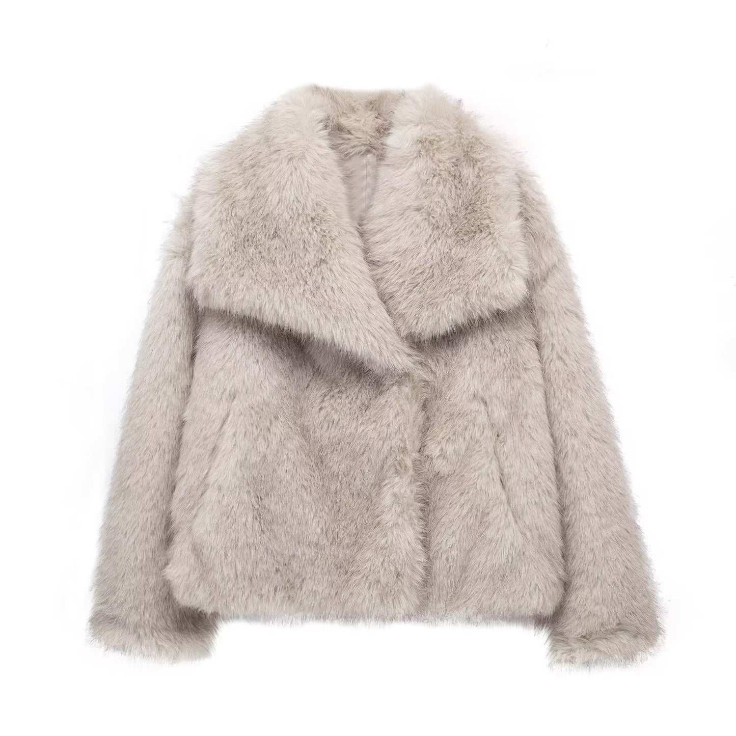 Fur Large Lapel Artificial Fur Jacket Short Fashion Fox Fur Jacket Fluffy Plush Women's Clothing