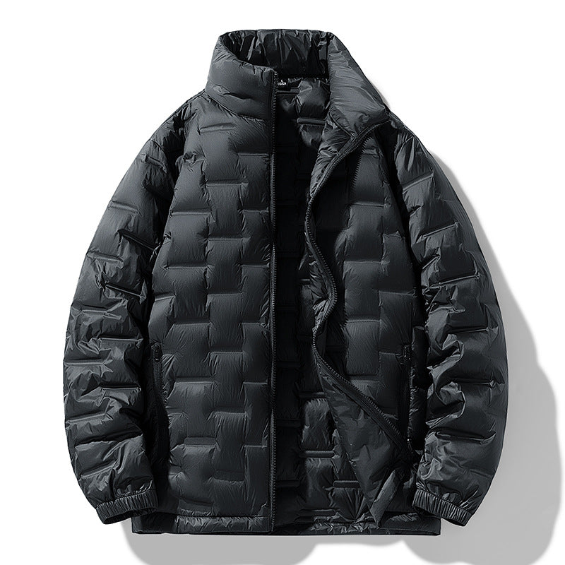 Men's New Winter Down Jacket Solid Color Stand-up Collar Versatile Charging Down Light and Thin Inside Can Be Worn Outside Coat Men's Clothing