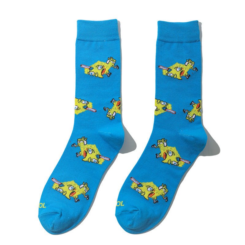 Men's SpongeBob SquarePants Women's Medium Tube Cartoon Men's Socks Anime Men's Movie Women's Personality Socks-5PRS