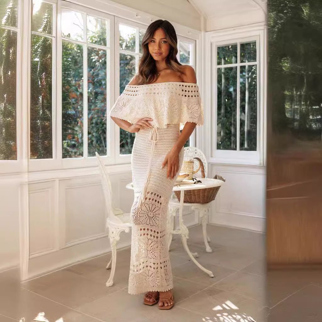 New Women's Clothing, Fashionable and Casual, Hollow Lace-up Shawl Dress, Long Dress.