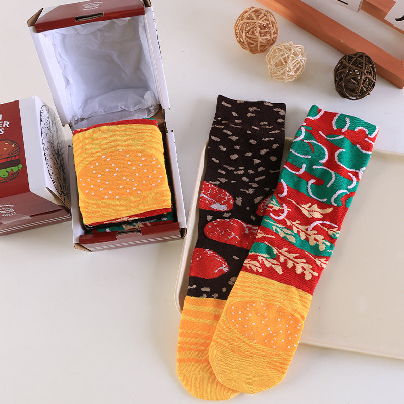Hamburger Flower Socks Box Easter Stockings Prank Christmas Stockings Gift Teen Socks