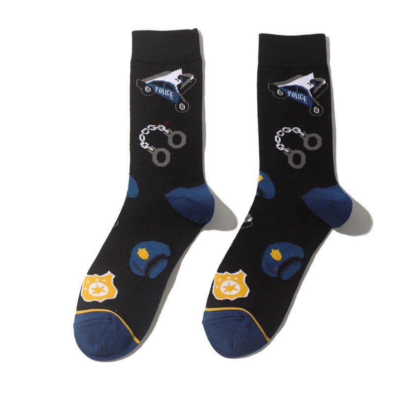 Men's Wholesale Trendy Socks Female Animation Cartoon Cotton Socks Comic Male Medium Tube Pirate Socks-5PRS