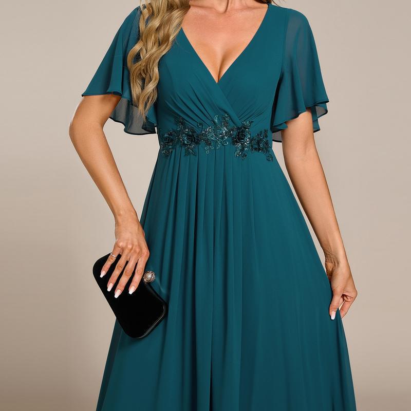 MatchSet Chiffon Dress | Draped Sleeve & Script Print | Sunset Stroll Romper