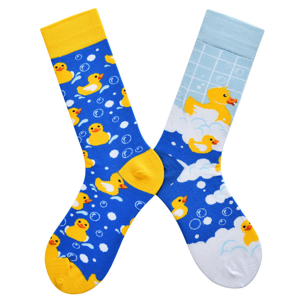 New Four Seasons Men's and Women's AB Original Design Asymmetrical Tide Socks Mandarin Duck Socks Street Tide Socks Cross-border