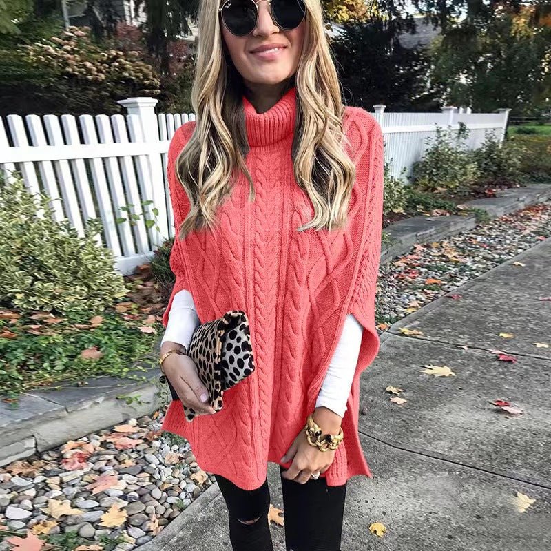 New Turtleneck Solid Color Street Hipster Sweater Loose Fashion Sweater Women's Shawl