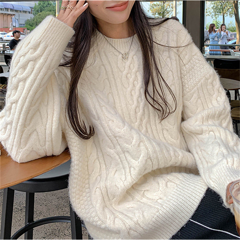 Loose and Gentle Wind Twist Pullover Women's New Thick Soft Waxy Lazy Wind Knitted Sweater