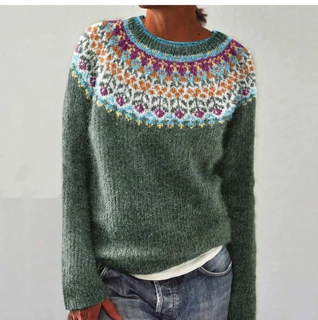 New Sweater Women Wish Hot Sale Round Neck Color Matching Loose Fashion Pullover Knitted Sweater