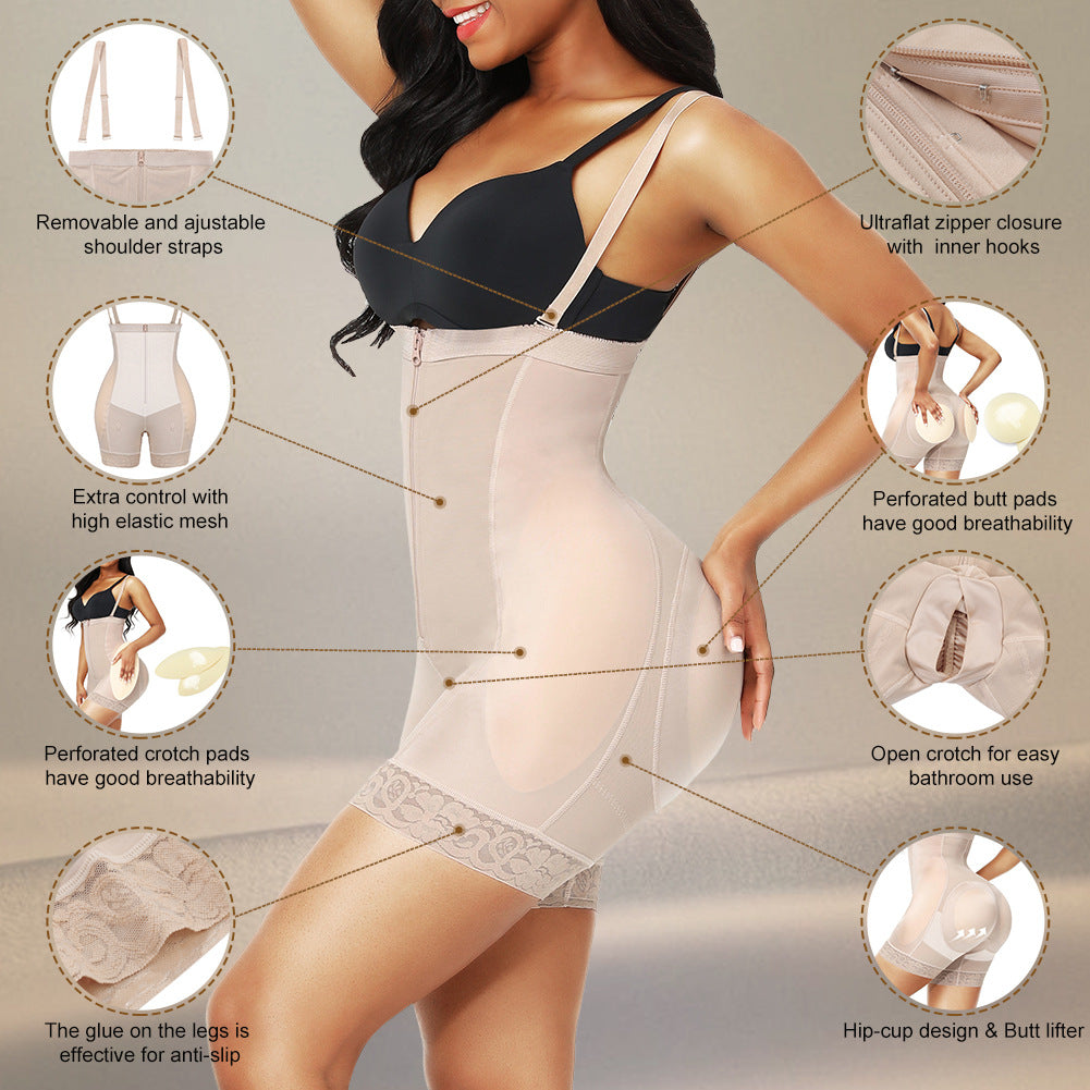 Premium Bodycon Corset - High-Waisted 4-Way Stretch Shapewear with Zippered Breast & Tummy Control for Women's Athleisure Buttock-Lifting Pants