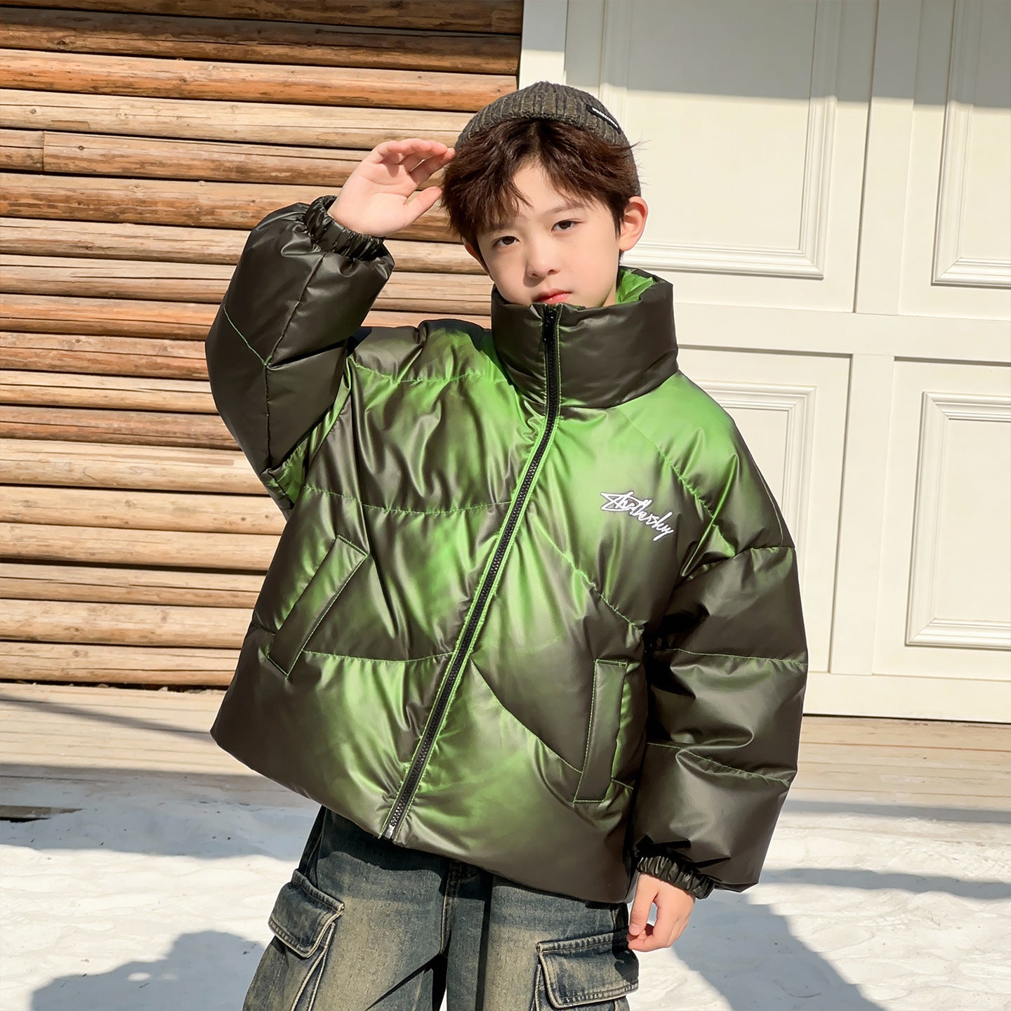 Thermo-Color Kids Down Jacket - Lightweight Stand Collar Puffer Coat, EN71 Certified for Boys