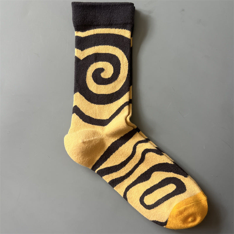 New Product Mid Calf Socks Women Oil Painting Socks Niche Fun Literary and Artistic Color Socks