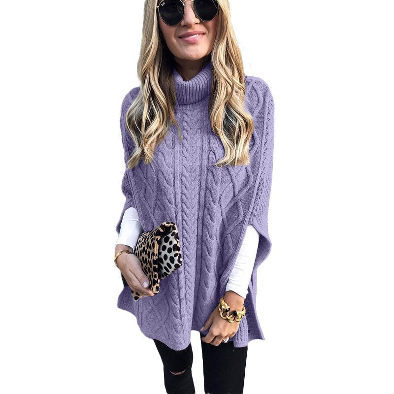 New Turtleneck Solid Color Street Hipster Sweater Loose Fashion Sweater Women's Shawl