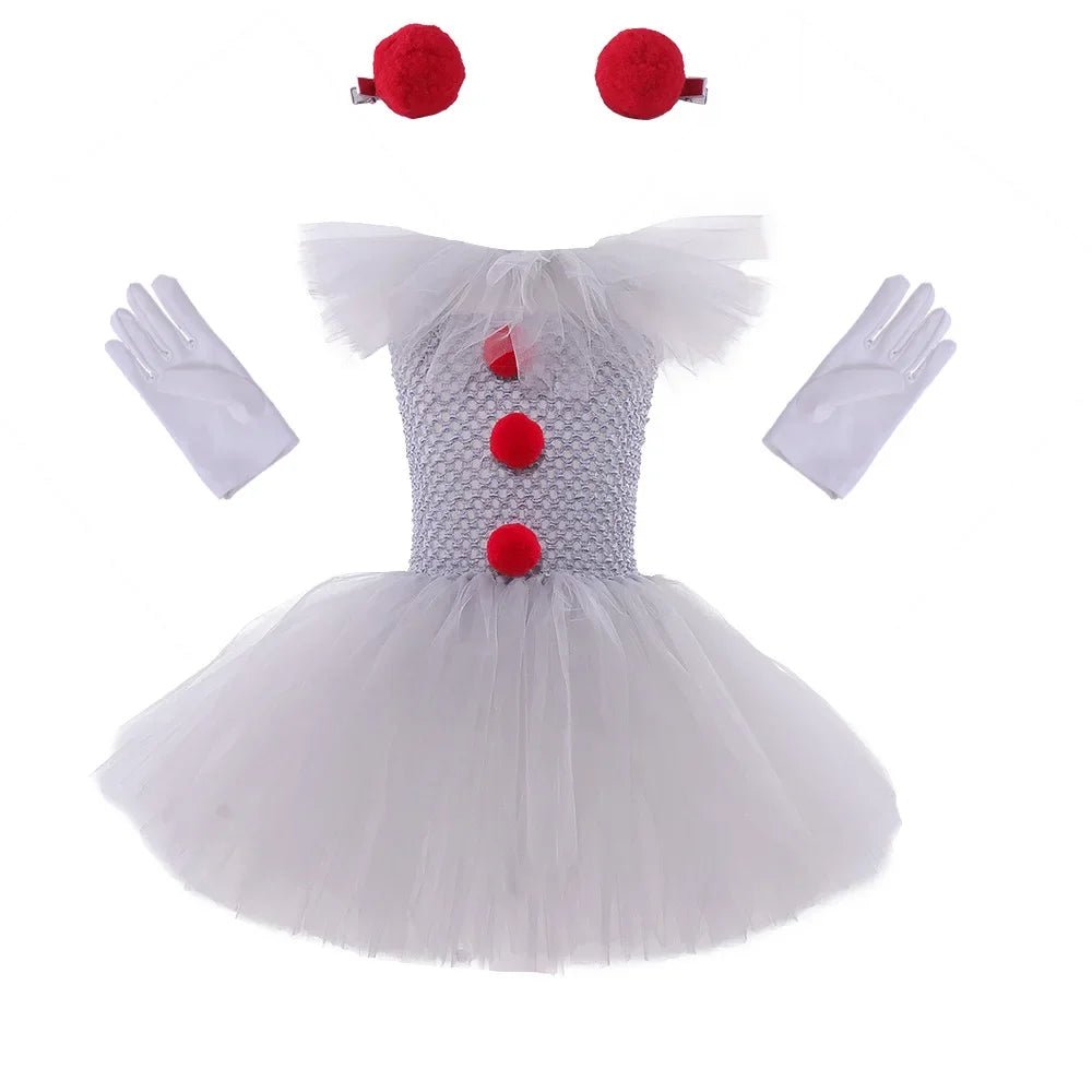 New clown girls dress children's mesh princess dress set children's Halloween show costume