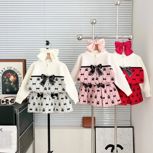 2024 autumn and winter new girls sweater set sweet little fragrant two-piece set foreign trade hot-selling coat baby girl