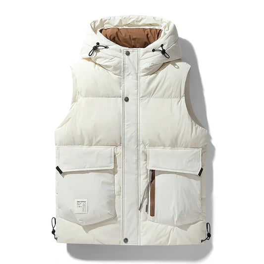 Live Broadcast Popular Hooded  Standard Down Vest Can Be Opened Twice Warm Outdoor Sports Vest