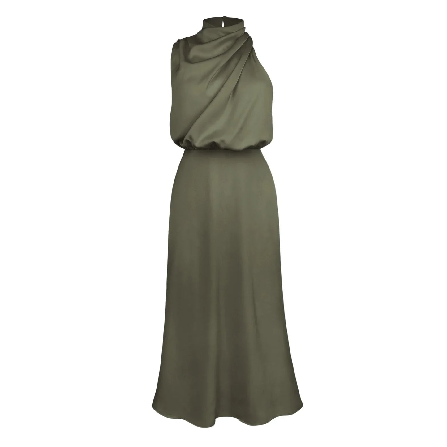 Spring and Summer New High-end Satin Sleeveless Dress Fashion Elegant Celebrity Light Evening Dress
