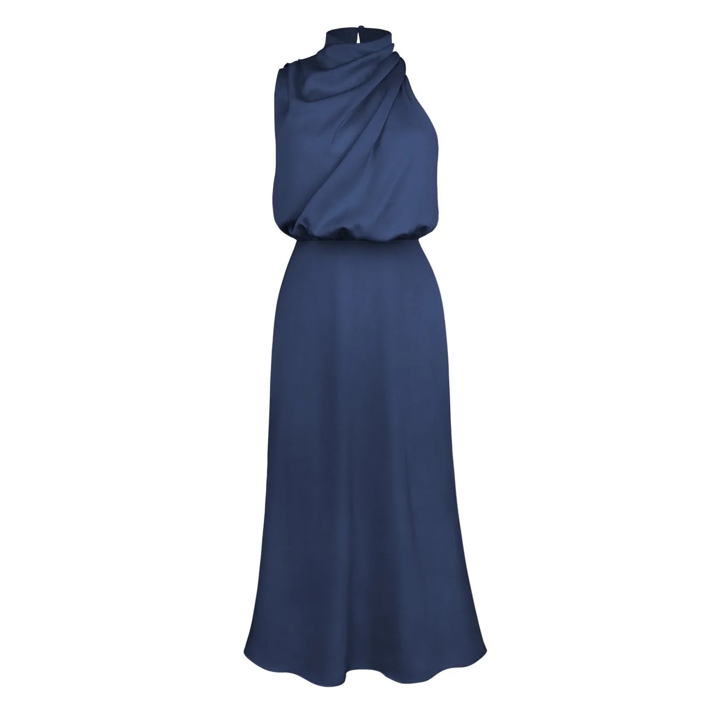 Spring and Summer New High-end Satin Sleeveless Dress Fashion Elegant Celebrity Light Evening Dress