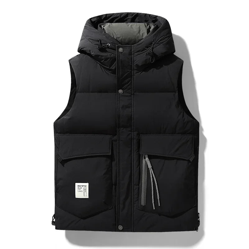 Live broadcast popular hooded  standard down vest can be opened twice warm   outdoor sports vest