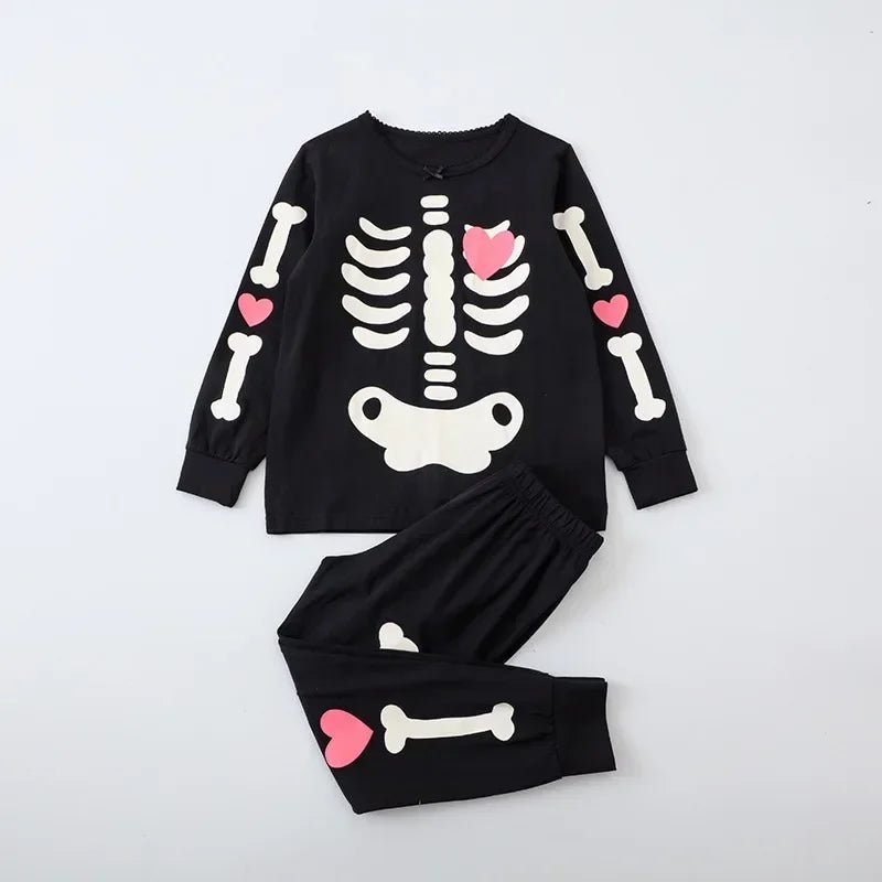 Halloween children's clothing medium children's luminous loungewear baby pajamas boys suit bottoming shirt