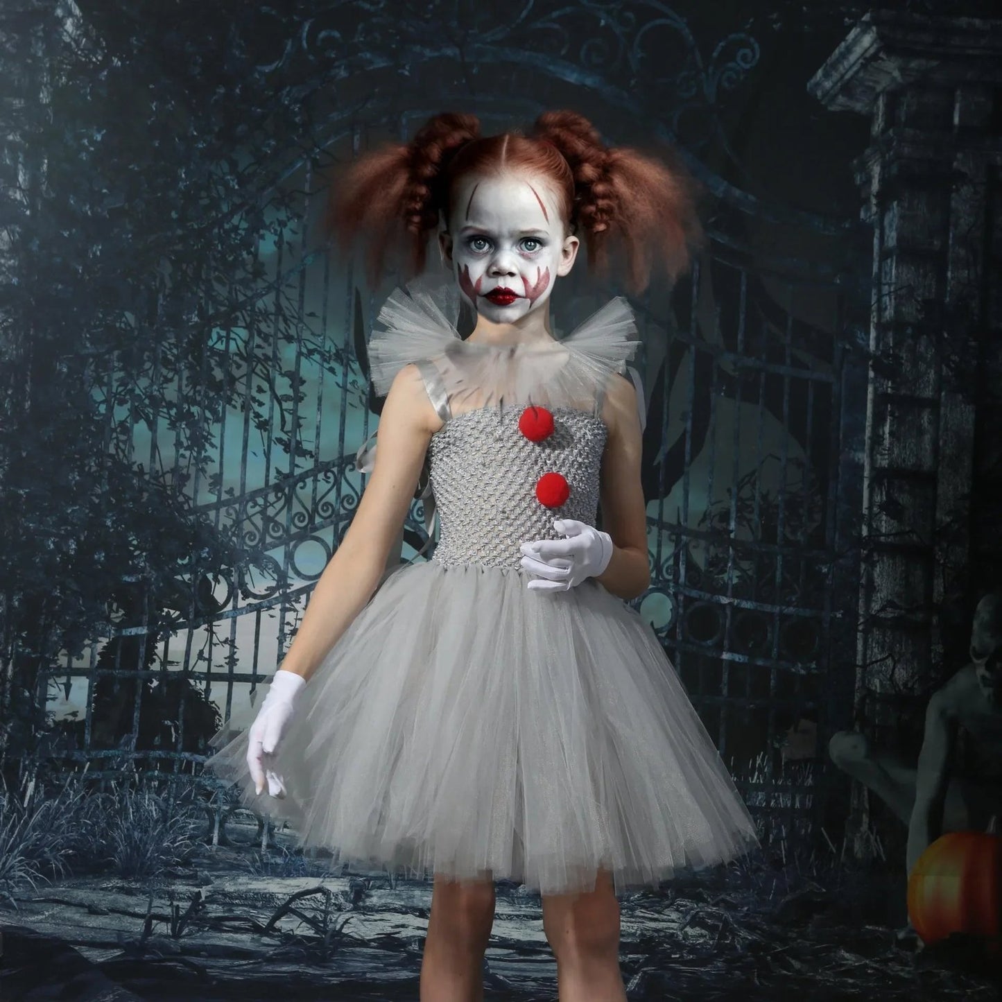 New clown girls dress children's mesh princess dress set children's Halloween show costume