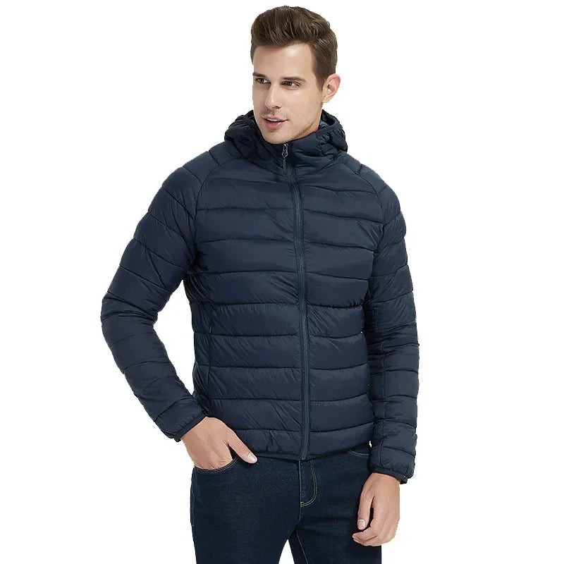Padded clothes men's winter coat 2024 new fashion padded clothes men's light and thin short hooded padded jacket