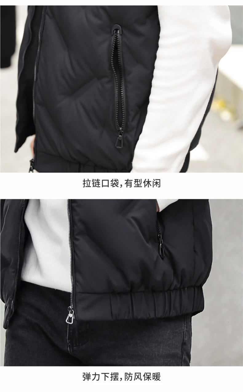 Men's Duck Down Vest Winter New Fashion Casual Basic Thermal Hooded Top