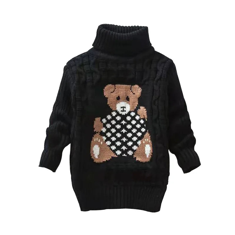 New children's sweater, plush boys' knitted sweater, high-necked girls' bottoming shirt is hot.