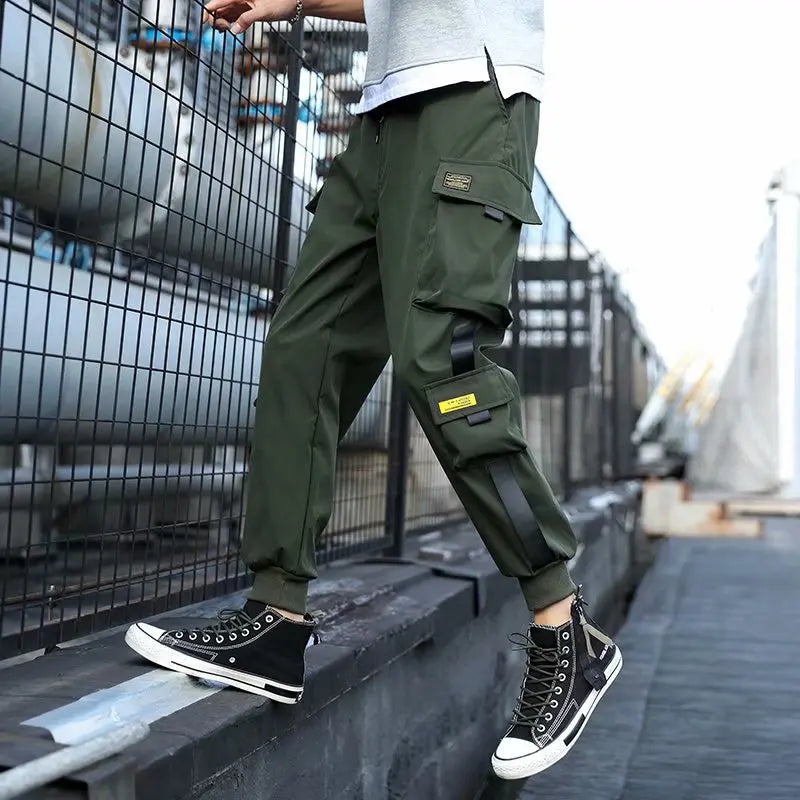 Overalls Men's Spring and Summer Multi-pocket Leggings Korean Version Student Teenager Summer Mid-waist Casual Trousers