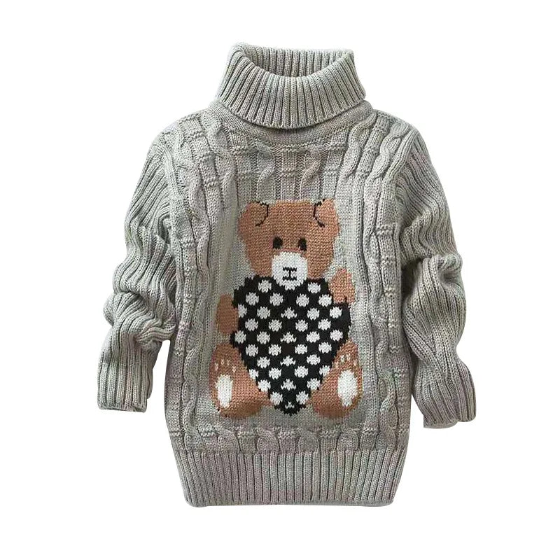 New children's sweater, plush boys' knitted sweater, high-necked girls' bottoming shirt is hot.