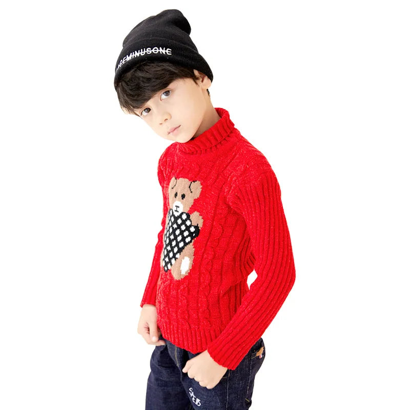 New children's sweater, plush boys' knitted sweater, high-necked girls' bottoming shirt is hot.