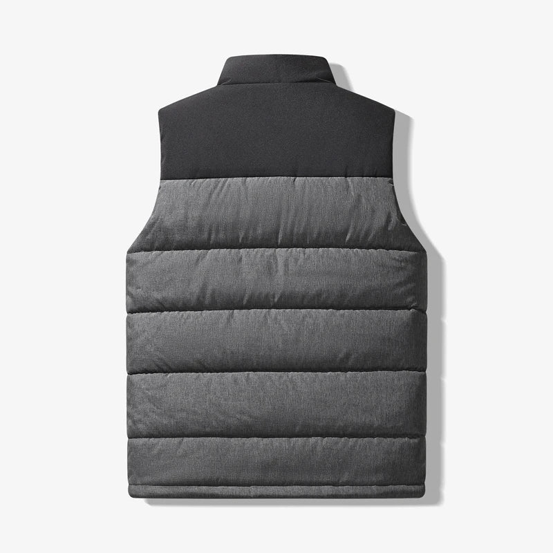 Men's Winter Thickened Thermal Vest Without Hat Stand-up Collar Vest Jacket Contrasting Color Korean Version Trendy Vest
