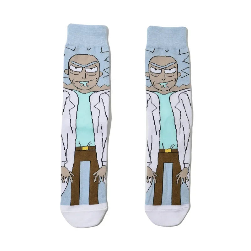 Men's Socks Cotton Cartoon Monster College Socks Anime Personality Trend Tube Socks Comic Stockings Women's Socks-5prs