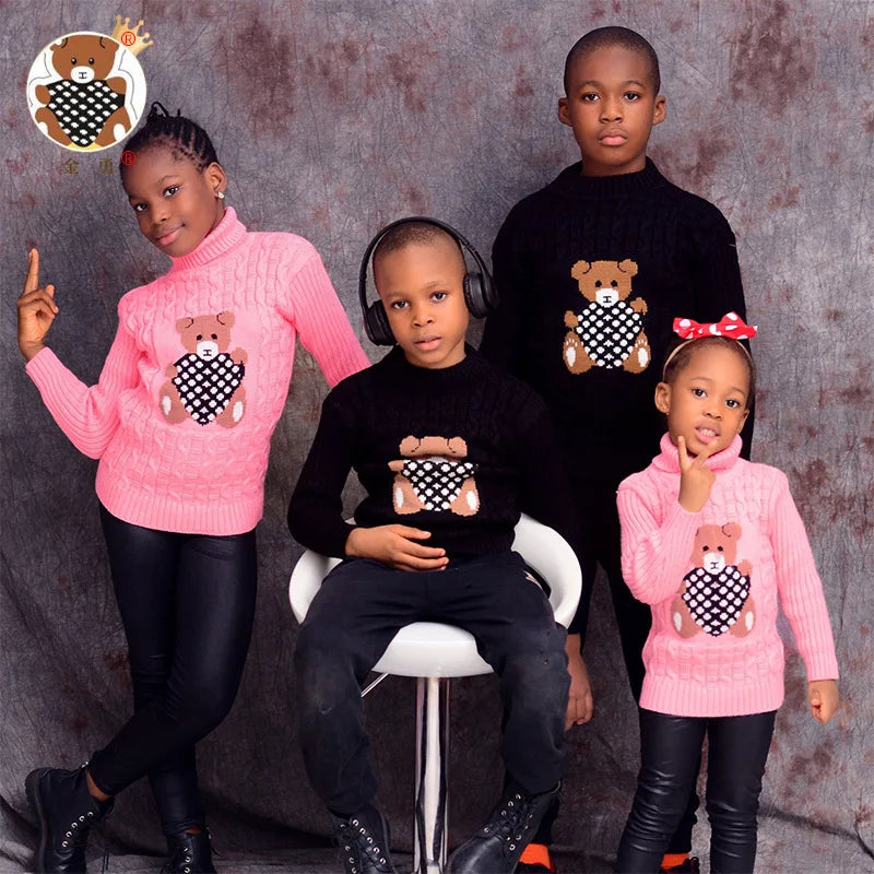 New children's sweater, plush boys' knitted sweater, high-necked girls' bottoming shirt is hot.