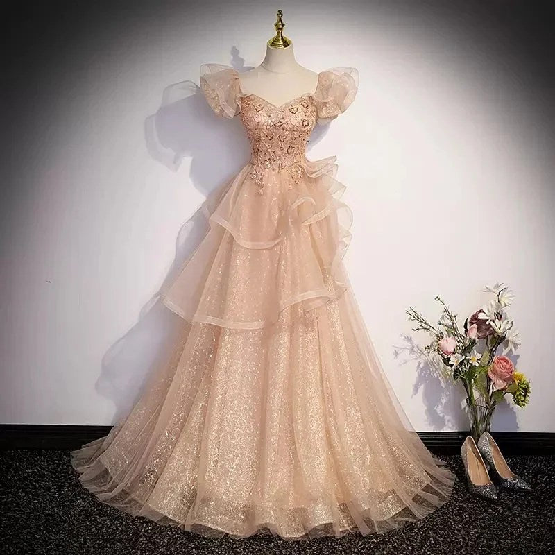 Grey Bel Canto Solo Vocal Art Exam Dress Female Folk Song Singing Performance Dress Host Princess Premium Sense