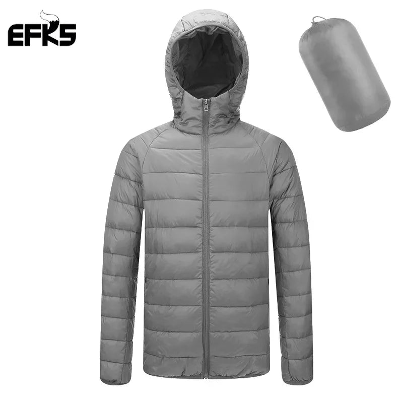 Padded clothes men's winter coat 2024 new fashion padded clothes men's light and thin short hooded padded jacket