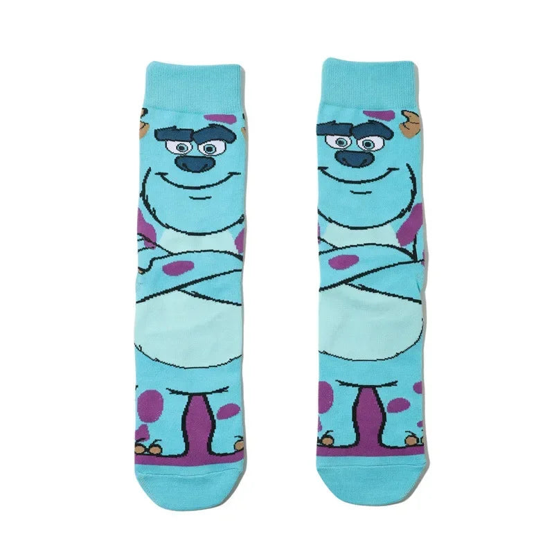 Men's Socks Cotton Cartoon Monster College Socks Anime Personality Trend Tube Socks Comic Stockings Women's Socks-5prs