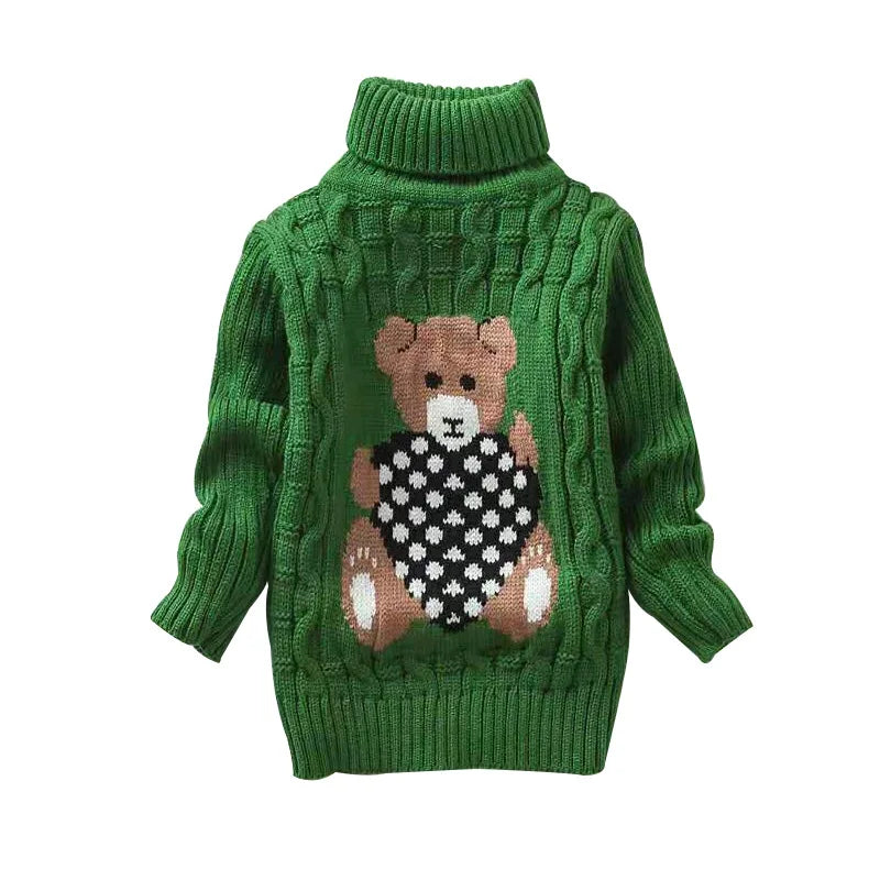 New children's sweater, plush boys' knitted sweater, high-necked girls' bottoming shirt is hot.