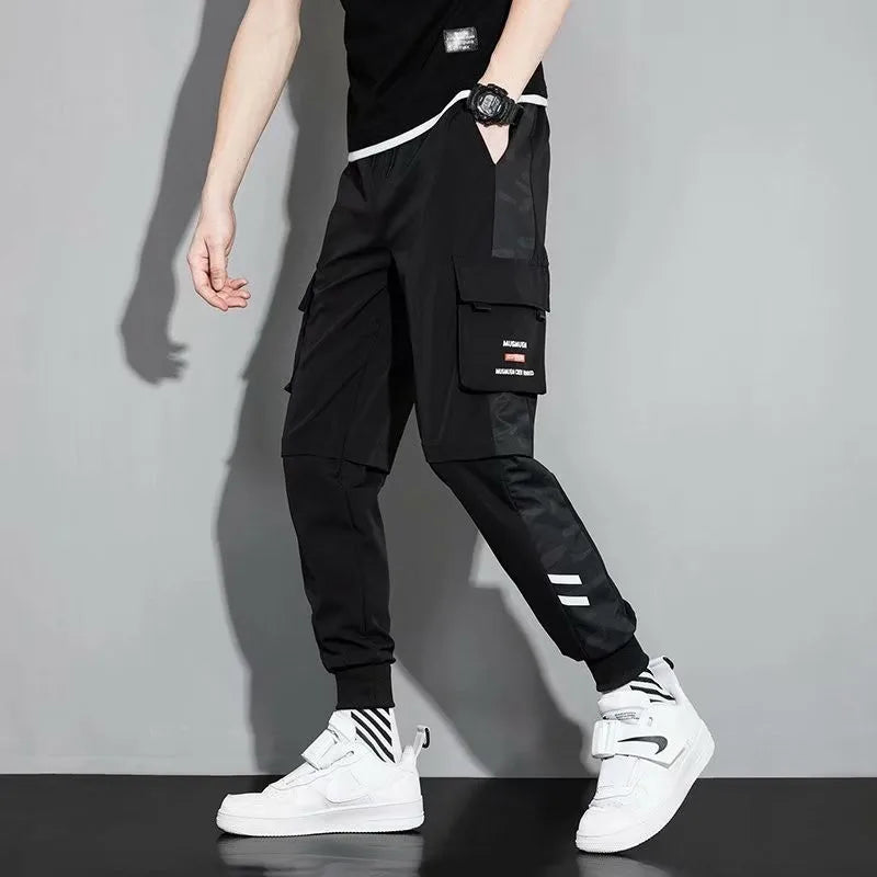 Overalls Men's Spring and Summer Multi-pocket Leggings Korean Version Student Teenager Summer Mid-waist Casual Trousers