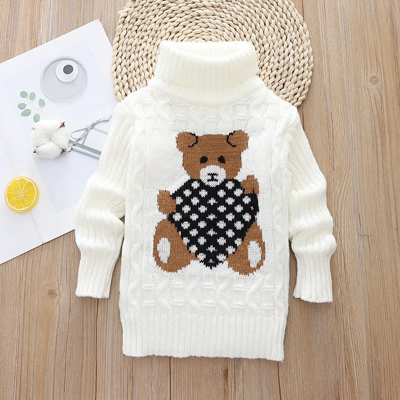 New children's sweater, plush boys' knitted sweater, high-necked girls' bottoming shirt is hot.