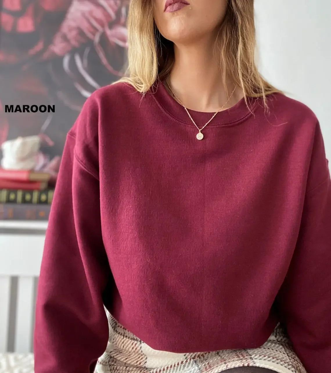 Popular women's clothing round neck pullover loose casual velvet oversized sweater