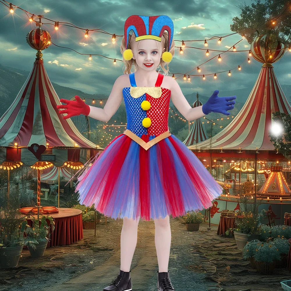 Trendy Children's Clothing Cos Magic Number Circus Children Princess Dress Halloween Anime Clown Play Tutu Skirt