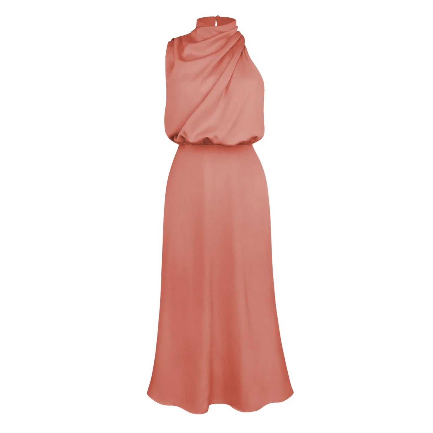 Spring and Summer New High-end Satin Sleeveless Dress Fashion Elegant Celebrity Light Evening Dress