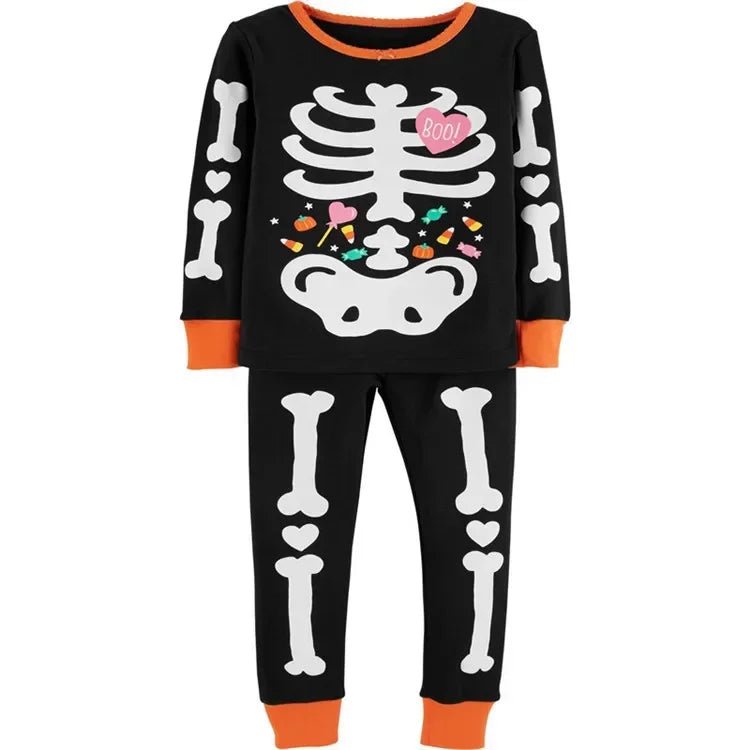 Halloween children's clothing medium children's luminous loungewear baby pajamas boys suit bottoming shirt