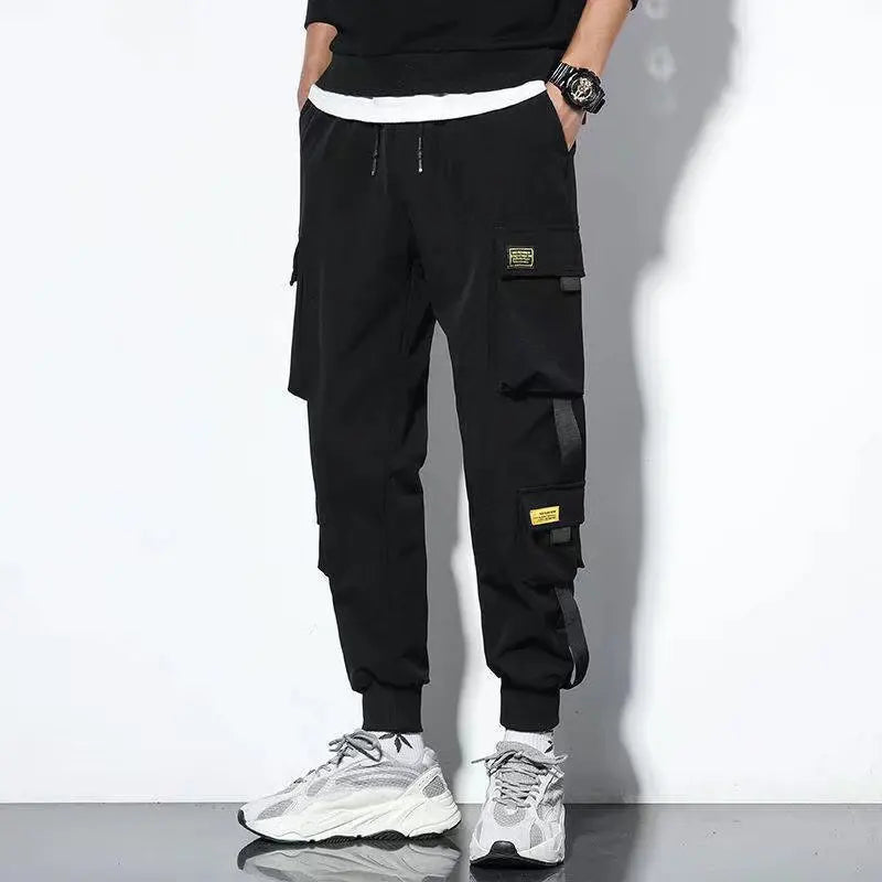 Overalls Men's Spring and Summer Multi-pocket Leggings Korean Version Student Teenager Summer Mid-waist Casual Trousers