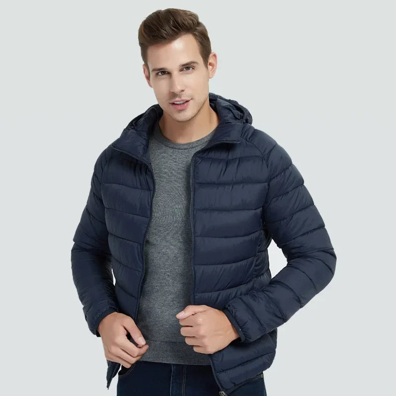 Padded clothes men's winter coat 2024 new fashion padded clothes men's light and thin short hooded padded jacket