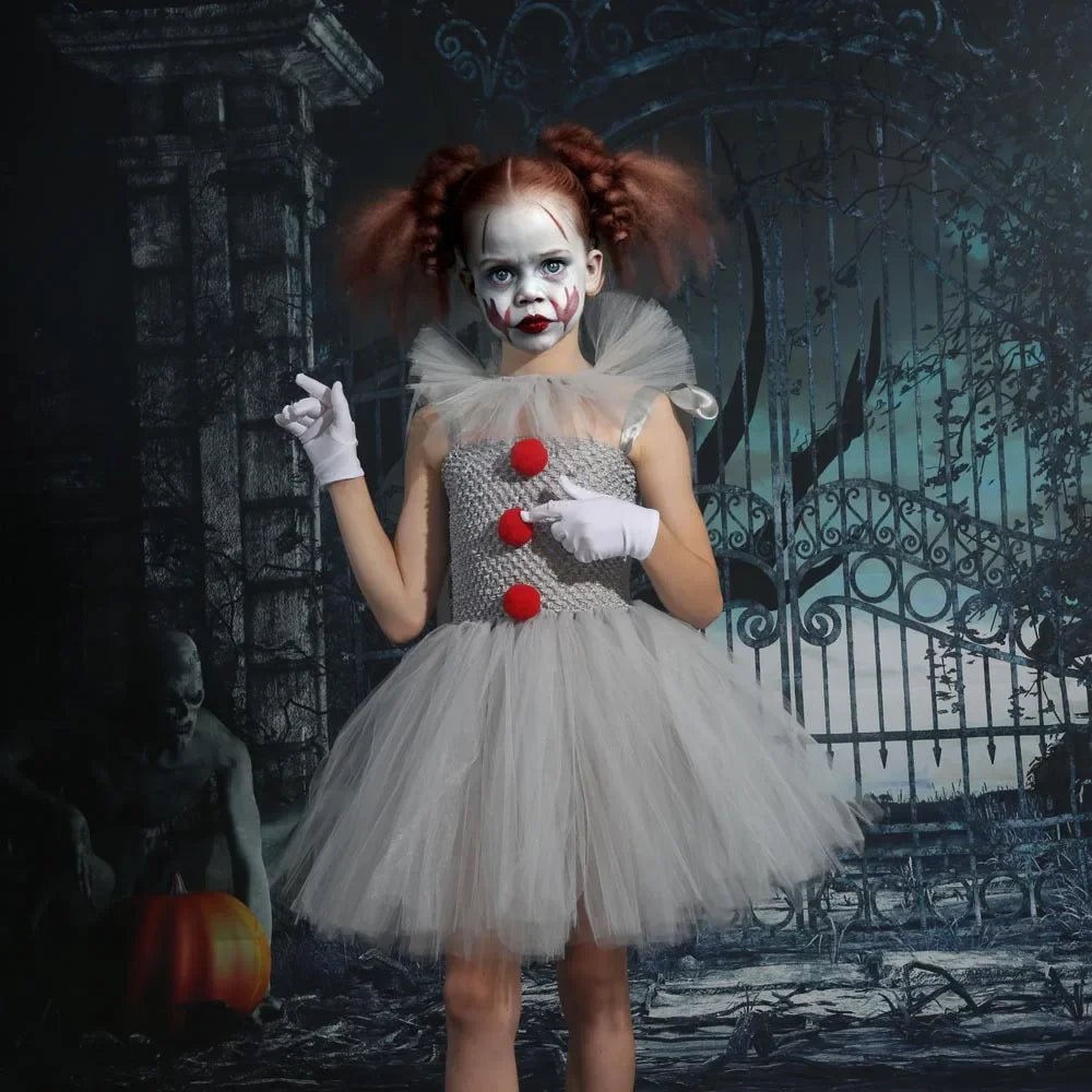 New clown girls dress children's mesh princess dress set children's Halloween show costume
