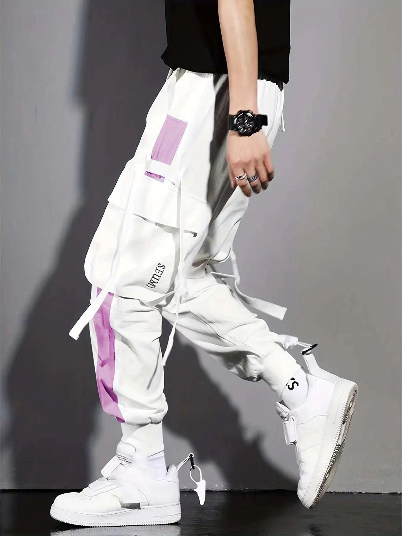 Overalls Men's Spring and Summer Multi-pocket Leggings Korean Version Student Teenager Summer Mid-waist Casual Trousers