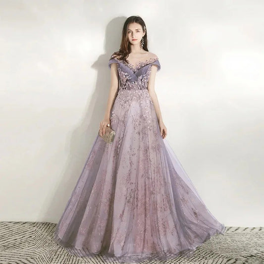 Banquet Evening Dress Skirt Women's New Temperament Company Annual Meeting Birthday Sequins Host Art Test Tail Dress